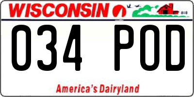 WI license plate 034POD