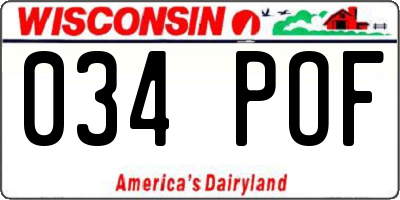WI license plate 034POF