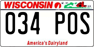 WI license plate 034POS