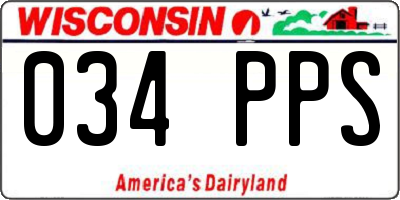 WI license plate 034PPS