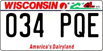 WI license plate 034PQE
