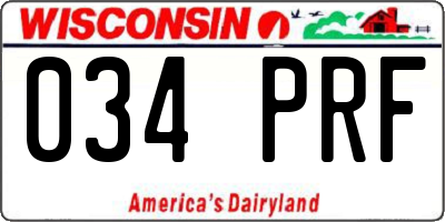 WI license plate 034PRF