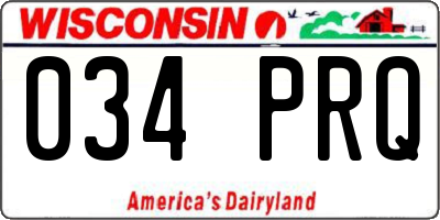 WI license plate 034PRQ