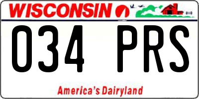 WI license plate 034PRS