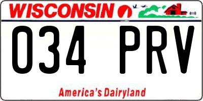 WI license plate 034PRV