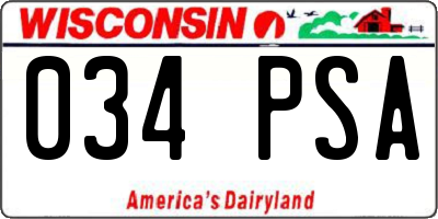 WI license plate 034PSA