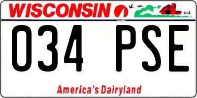 WI license plate 034PSE