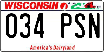 WI license plate 034PSN