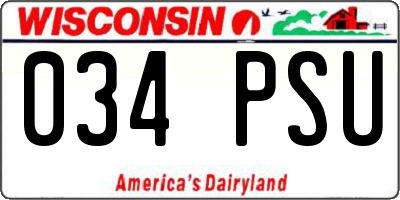 WI license plate 034PSU