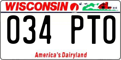 WI license plate 034PTO