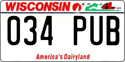WI license plate 034PUB