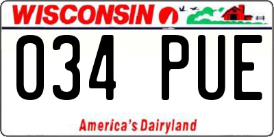 WI license plate 034PUE