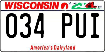 WI license plate 034PUI