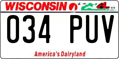 WI license plate 034PUV