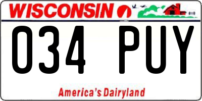 WI license plate 034PUY