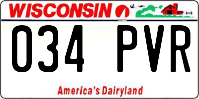 WI license plate 034PVR