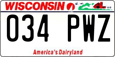 WI license plate 034PWZ