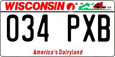 WI license plate 034PXB