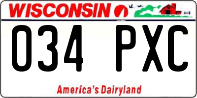 WI license plate 034PXC