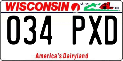 WI license plate 034PXD