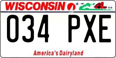 WI license plate 034PXE