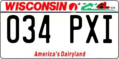WI license plate 034PXI