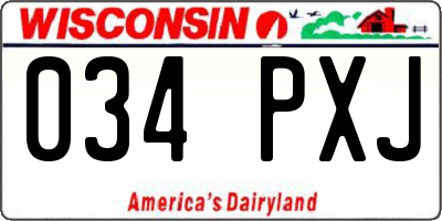 WI license plate 034PXJ