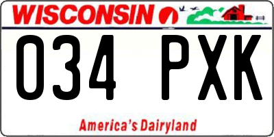 WI license plate 034PXK