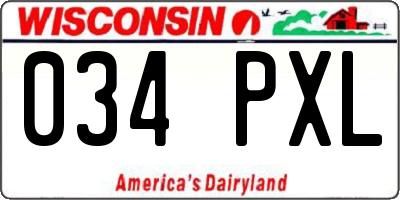 WI license plate 034PXL