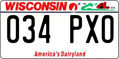 WI license plate 034PXO