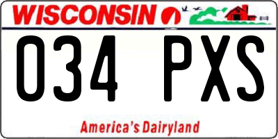 WI license plate 034PXS