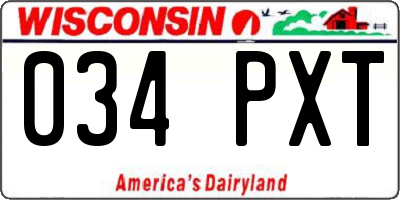 WI license plate 034PXT