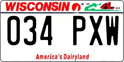WI license plate 034PXW