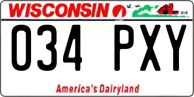 WI license plate 034PXY
