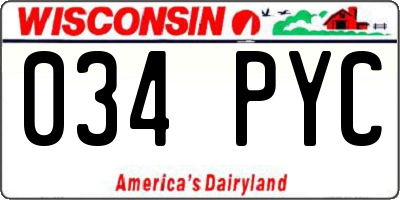 WI license plate 034PYC