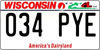 WI license plate 034PYE