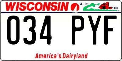 WI license plate 034PYF