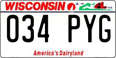 WI license plate 034PYG