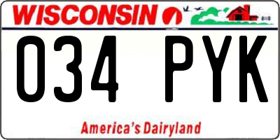 WI license plate 034PYK