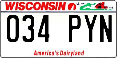 WI license plate 034PYN