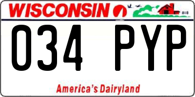 WI license plate 034PYP