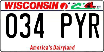 WI license plate 034PYR