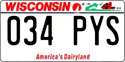 WI license plate 034PYS