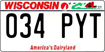 WI license plate 034PYT