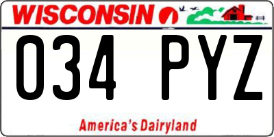 WI license plate 034PYZ