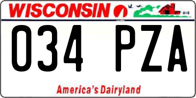 WI license plate 034PZA