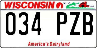 WI license plate 034PZB