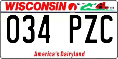 WI license plate 034PZC