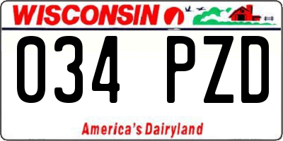 WI license plate 034PZD
