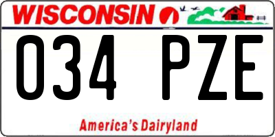 WI license plate 034PZE